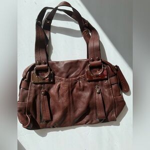 B. Makowsky Rich Brown Leather Shoulder Bag